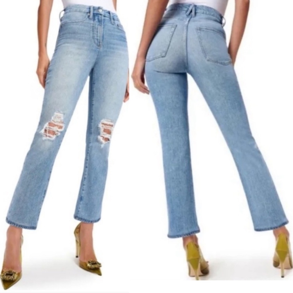 Good American Good Boy Curvy Distressed Knee Jean Size 2 / 26 New